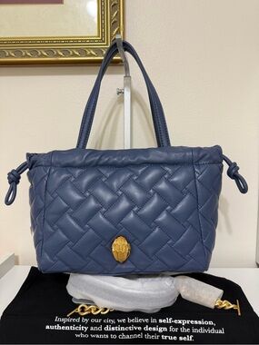 Kurt Geiger Kensington Blue Quilted  Leather String Tote